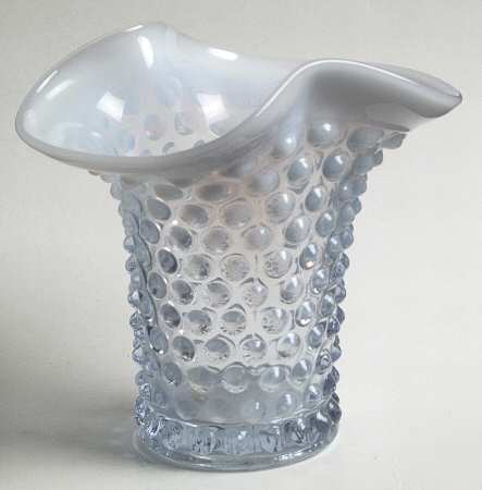 Hobnail Blue (Opalescent) 4" Oval Vase