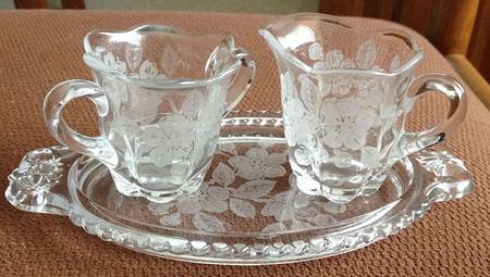 Language of Flowers Individual Creamer, Sugar and Tray Set