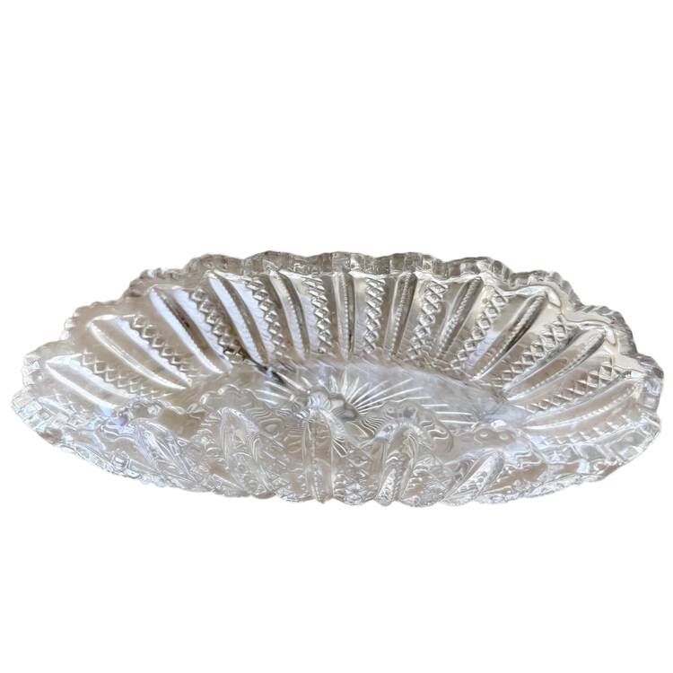 Mardi Gras Clear (Pressed) 7" Oval Nappy