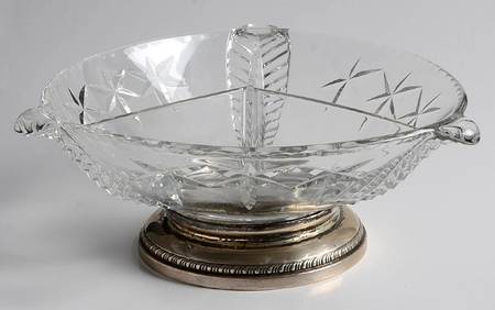 Prelude (Stem 5331, Cut 783) 8" Round 3 Part Relish with Sterling Base