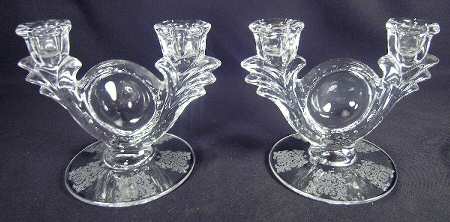 Royal Lace Clear (Etched) Double Light Candlestick