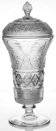 Sandwich Clear (Stem 41) Footed Urn & Lid