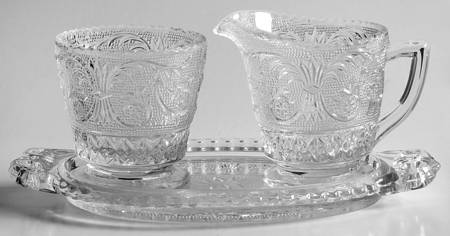 Sandwich Clear (Stem 41) Mini Creamer, Sugar and Tray Set
