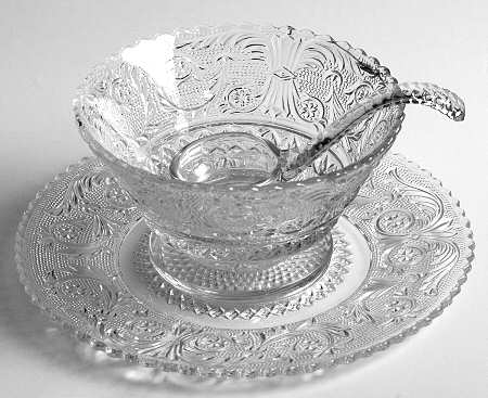 Sandwich Clear (Stem 41) Mayonnaise Bowl, Underplate and Ladle