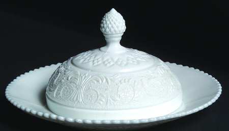 Sandwich Milk Glass (Stem 41) Round Covered Butter