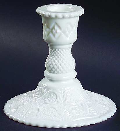 Sandwich Milk Glass (Stem 41) Single Light Candlestick