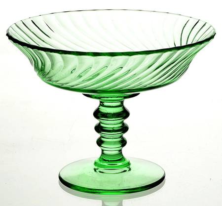 Spiral Flutes Green Round Compote (Height X Width)
