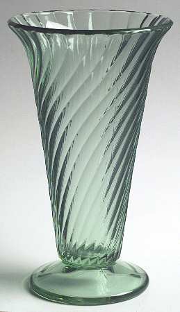 Spiral Flutes Green 8" Flower Vase