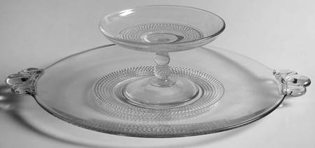 Teardrop Clear (Stem 5301 301) Handled Cheese & Cracker Set