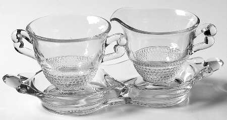 Teardrop Clear (Stem 5301 301) Mini Creamer, Sugar and Tray Set