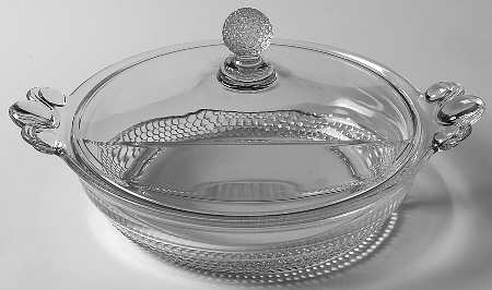 Teardrop Clear (Stem 5301 301) Handled Divided Candy Dish & Lid
