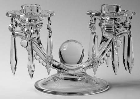 Teardrop Clear (Stem 5301 301) 2 Lt Candlestick w/2 Bobeche & 12 Prisms