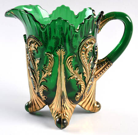 Inverted Fan and Feather Green 64 Oz Pitcher