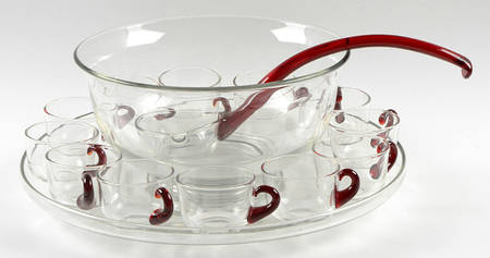 Pall Mall Clear (15 Piece) Punch Set (Bowl, Plate, Ladle, 12 Cups)