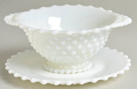 Hobnail Milkglass Mayonnaise Bowl and Underplate