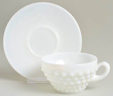Hobnail Milkglass Cup & Saucer Set