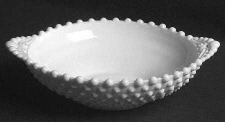 Hobnail Milkglass 9" Handled Bowl