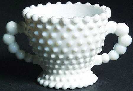 Hobnail Milkglass Open Sugar