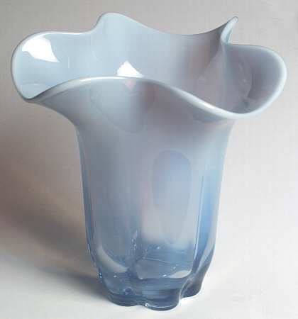 Canterbury Blue (Opalescent) 8" Crimped Vase