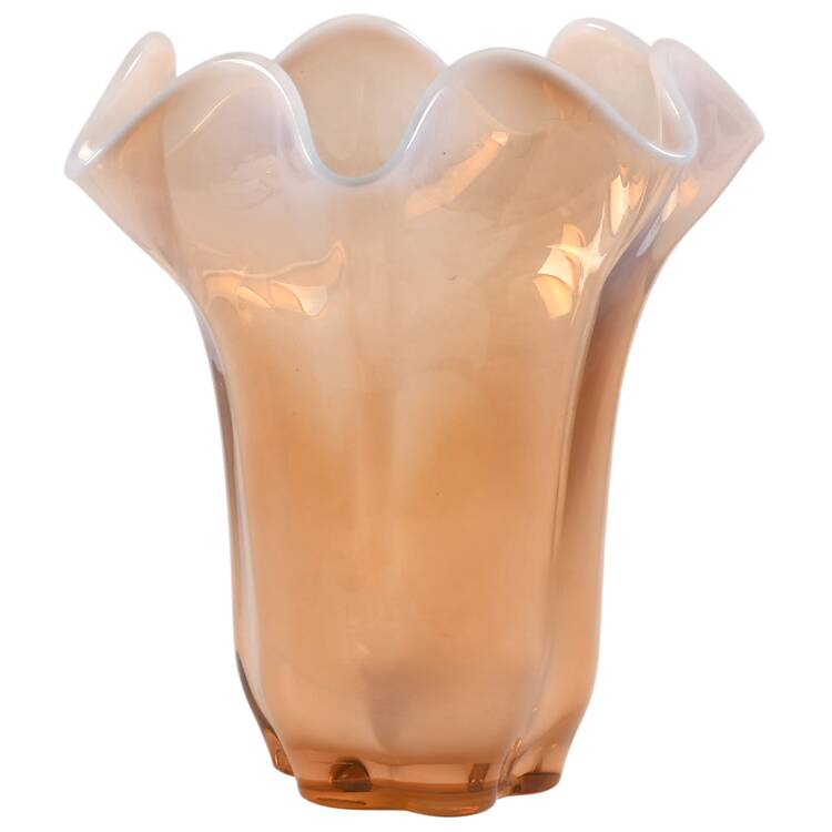 Canterbury Pink (Opalescent) 8" Crimped Vase by Duncan & Miller