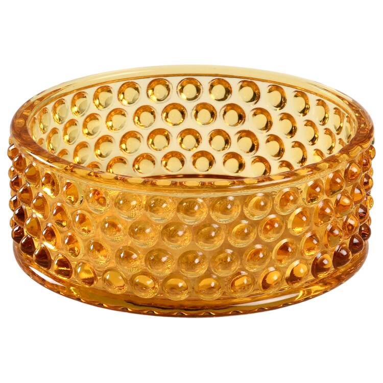 Hobnail Amber Round Puff Box No Lid