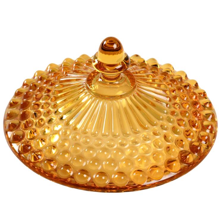 Hobnail Amber Lid for Round Puff Box