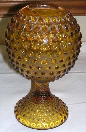 Hobnail Amber Ivy Ball Vase