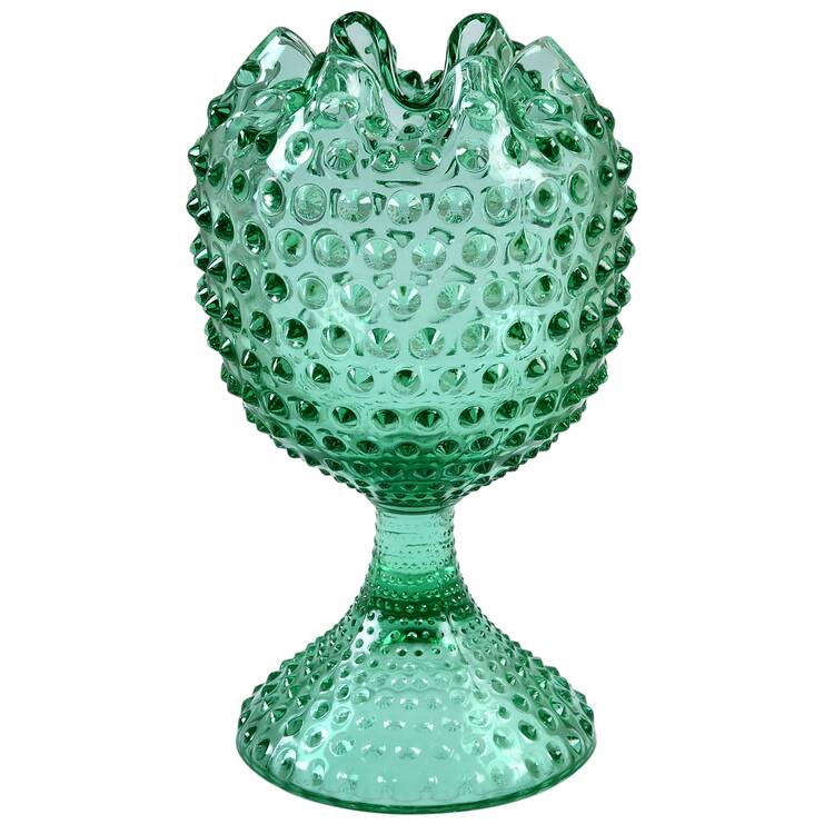 Hobnail Green Violet Vase