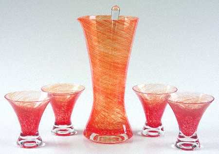 Orange Twist Cocktail Set (Pitcher 21 Oz & 4 Coctail Tumblers)