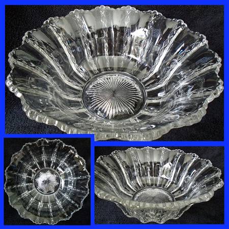 Diamond Ridge Clear 12" Large Fruit Bowl