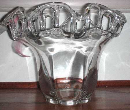 Murano Clear 7" Crimped Vase