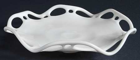 Murano Milk Glass 8" Crimped Plate