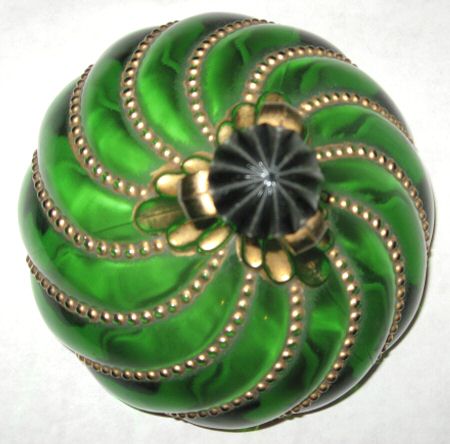 Beaded Swirl Green Round Covered Butter