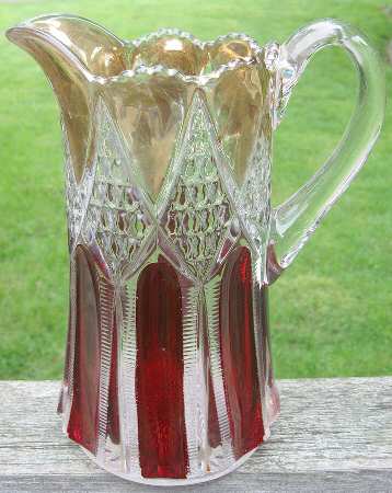 Ladder with Diamonds Ruby Gold (Red, Gold Accent) Pitcher