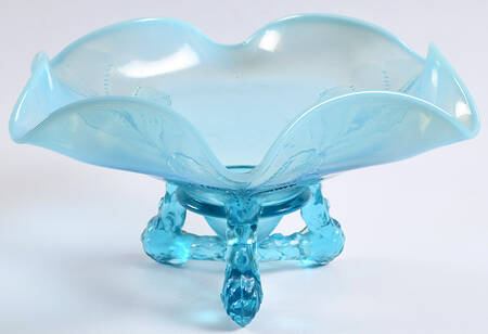 Winter Cabbage Blue (Opalescent) 8" 3-Toed Footed Bowl