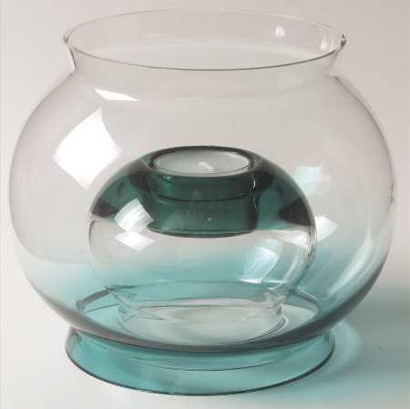 Glasscapes Teal Hurricane Lamp & Globe