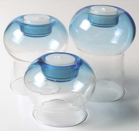 Glasscapes Blue Candle Votive Set (Set of 3", 4" & 5" Votives)