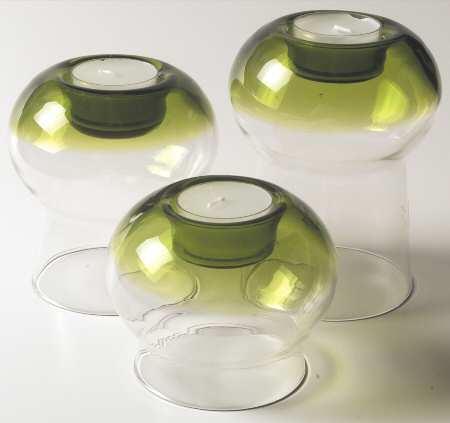 Glasscapes Lime Green Candle Votive Set (Set of 3", 4" & 5" Votives)