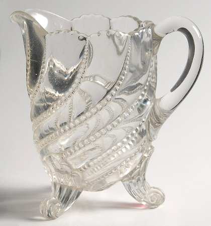 Beaded Swirl Clear Footed Creamer