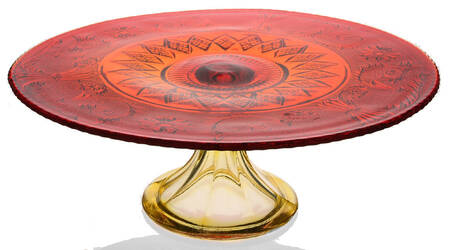 Sandwich Amberina 13" Diameter Cake Stand/Pedestal