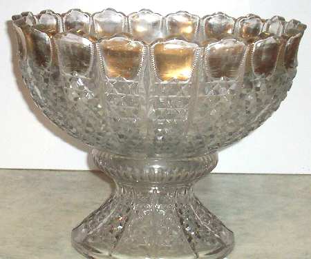 Button Panel (Gold Trim) Punch Bowl with Stand