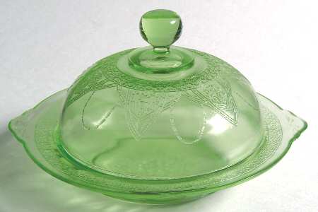 Georgian Green Round Covered Butter