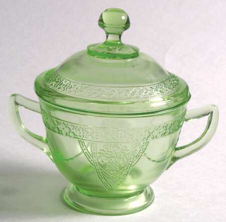 Georgian Green Sugar Bowl & Lid