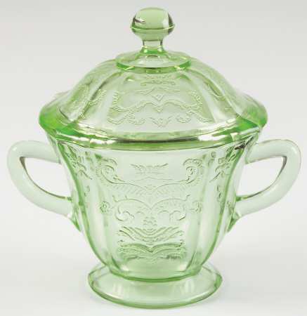 Madrid Green Footed Sugar Bowl & Lid