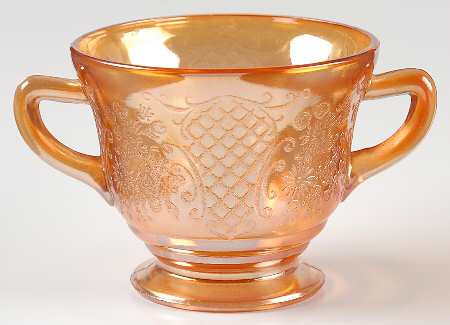 Normandie (Iridescent) Footed Open Sugar by Federal Glass 