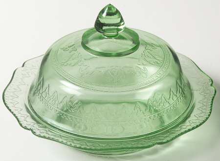 Patrician Green Round Covered Butter