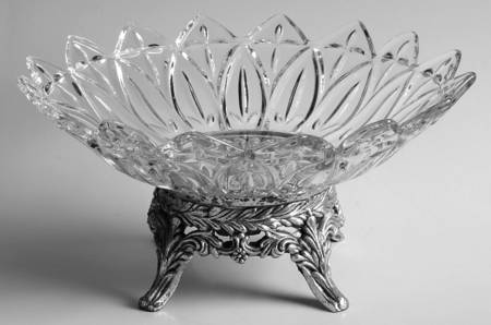 Petal Clear 10" Round Bowl Metal Base