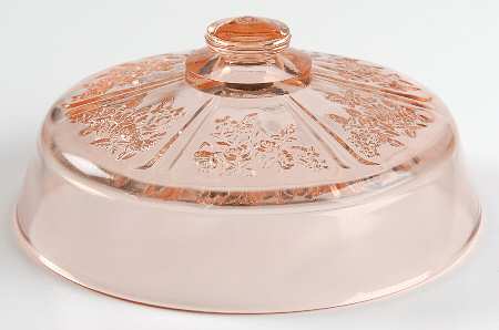Sharon Pink Lid for Round Butter by Federal Glass 