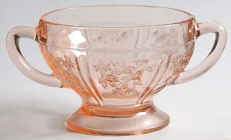 Sharon Pink Footed Open Sugar by Federal Glass 