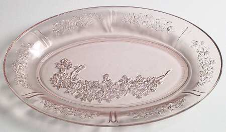 Sharon Pink 12" Oval Platter by Federal Glass 